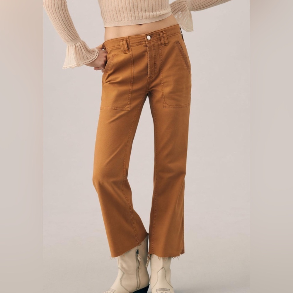 Womens High-Rise Utility Straight-Leg Pants in Camel